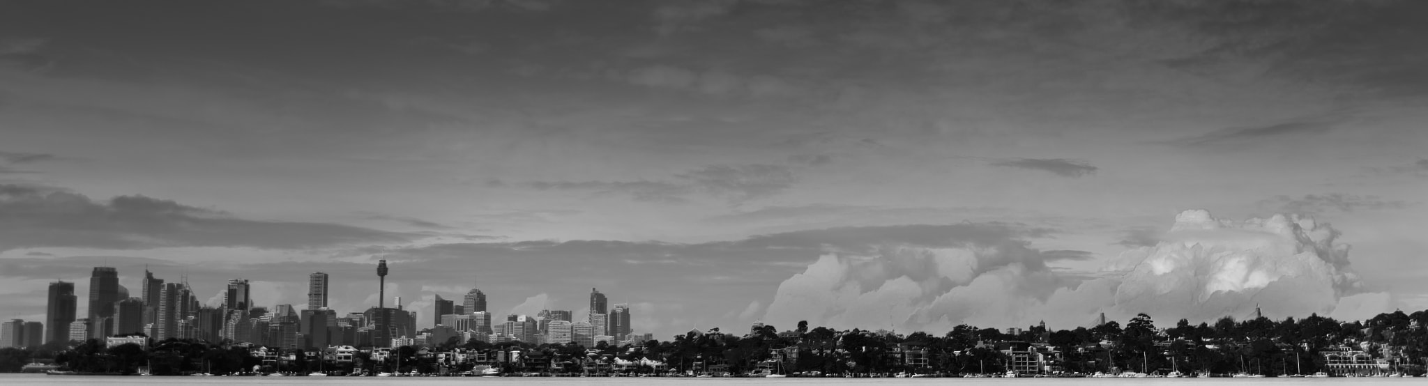 Sydney skyline photographed from Woolwich across the harbour
