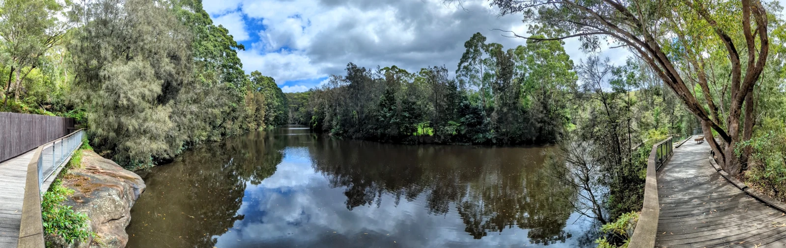 Lane Cove River with wooded banks and riverside boardwalks