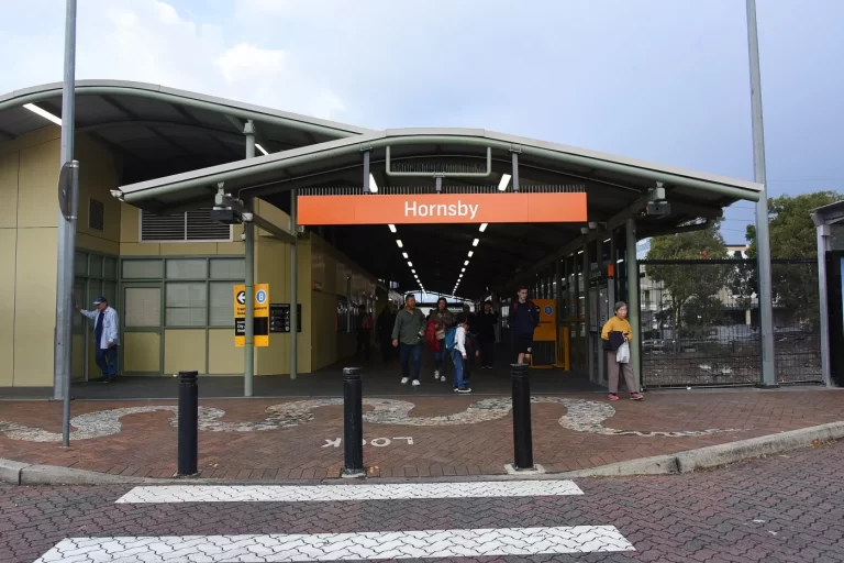 Hornsby railway station in the town centre