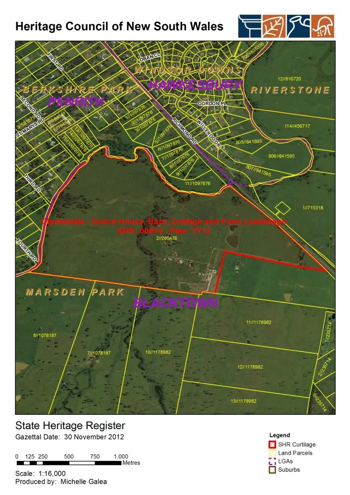 Heritage plan image showing the Clydesdale farm landscape at Marsden Park