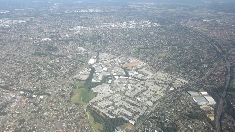 Aerial view across Quakers Hill and surrounding Blacktown suburbs