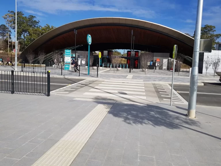 Cherrybrook railway station showing the suburb’s cut sandstone setting