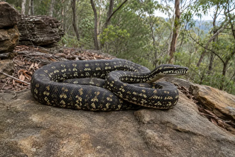 Diamond python in Sydney sandstone bushland